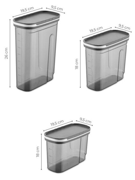 Set 9 cutii de depozitare alimente BNM9luerzak, Antracit