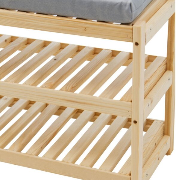 Suport pantofi Tarrot 6 perechi natural-gri 70x28x42cm