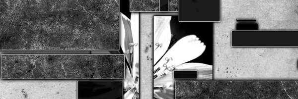 Tablou abstracție florală în design alb-negru