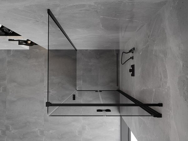 Cabină de duș pliabilă Mexen Mist-F T cu 1 aripă, dreapta, 70 x 70 cm, sticlă transparentă, profil negru, 8A6T-070-070-70-00-P