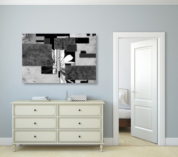 Tablou abstracție în design alb-negru