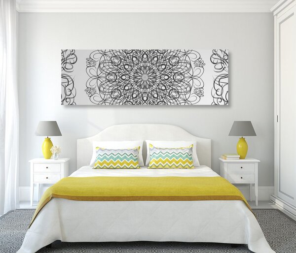 Tablou Mandala florală abstractă în design alb-negru