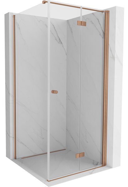 Cabină de duș pliabilă Mexen Mist-F T cu 1 aripă, dreapta, 110 x 110 cm, sticlă transparentă, profil mat cupră, 8A6T-110-110-65-00-P