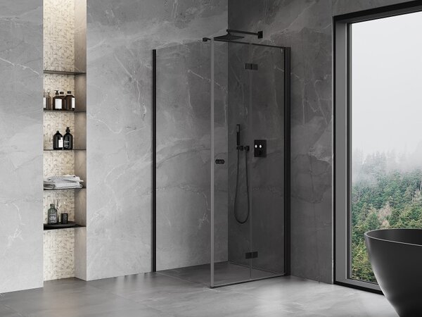 Cabină de duș pliabilă Mexen Mist-F T cu 1 aripă, dreapta, 70 x 70 cm, sticlă transparentă, profil negru, 8A6T-070-070-70-00-P