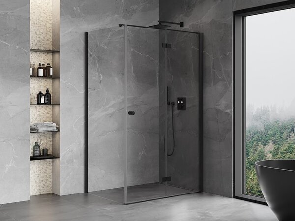Cabină de duș pliabilă Mexen Mist-F T cu 1 aripă, dreapta, 75 x 70 cm, sticlă transparentă, profil negru, 8A6T-075-070-70-00-P