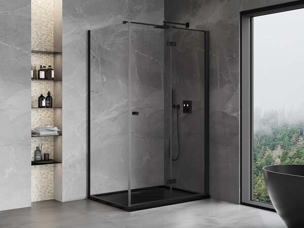 Cabină de duș pliabilă Mexen Mist-F T cu 1 aripă, dreapta, 75 x 70 cm, sticlă transparentă, profil negru, 8A6T-075-070-70-00-P
