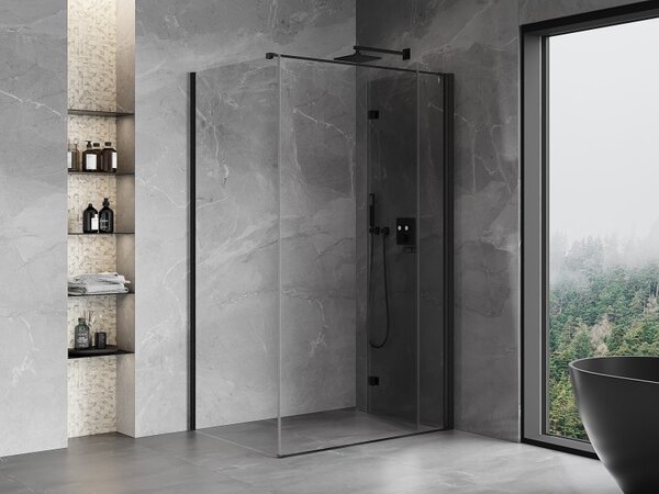 Cabină de duș pliabilă Mexen Mist-F T cu 1 aripă, dreapta, 75 x 70 cm, sticlă transparentă, profil negru, 8A6T-075-070-70-00-P