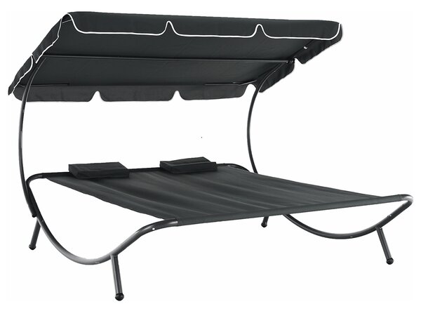 Sezlong gradina MULTINA, gri, poliester/otel, 180x204x147 cm