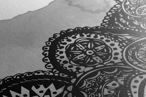 Tablou Mandala în design alb-negru