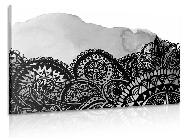 Tablou Mandala în design alb-negru