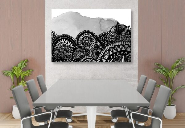Tablou Mandala în design alb-negru