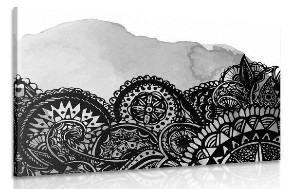 Tablou Mandala în design alb-negru