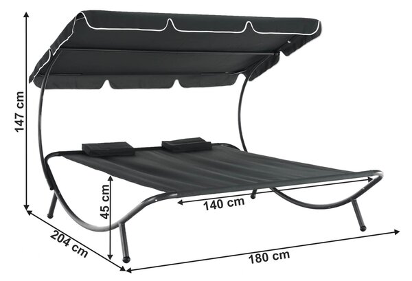 Sezlong gradina MULTINA, gri, poliester/otel, 180x204x147 cm