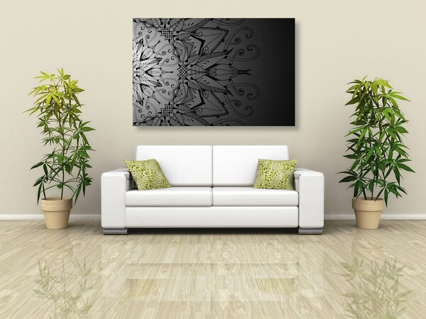 Tablou Mandala în design alb-negru