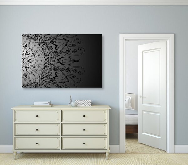 Tablou Mandala în design alb-negru