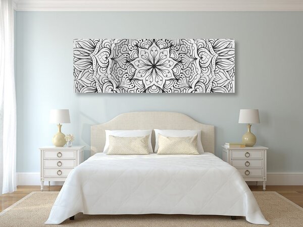 Tablou Mandala etnică abstractă în design alb-negru