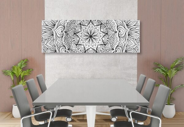 Tablou Mandala etnică abstractă în design alb-negru