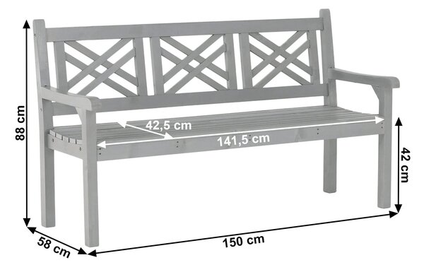 Bancă gradina FABLA, gri, lemn, 150x58x88 cm