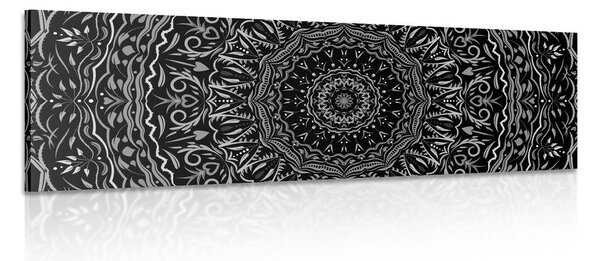 Tablou Mandala în stil vintage în design alb-negru