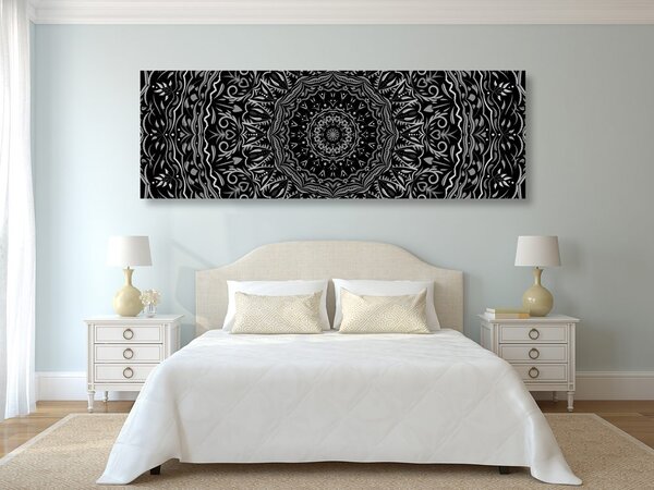 Tablou Mandala în stil vintage în design alb-negru