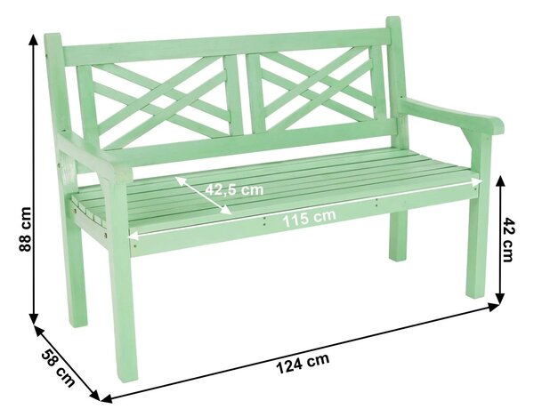 Bancă gradina FABLA, verde mentă, lemn, 124x58x88 cm