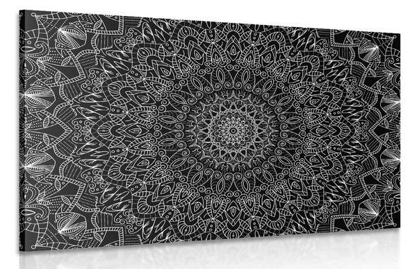 Tablou Mandala decorativă detaliată în design alb-negru
