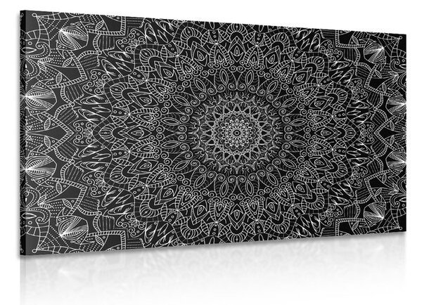 Tablou Mandala decorativă detaliată în design alb-negru