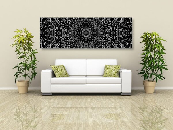 Tablou Mandala în stil vintage în design alb-negru