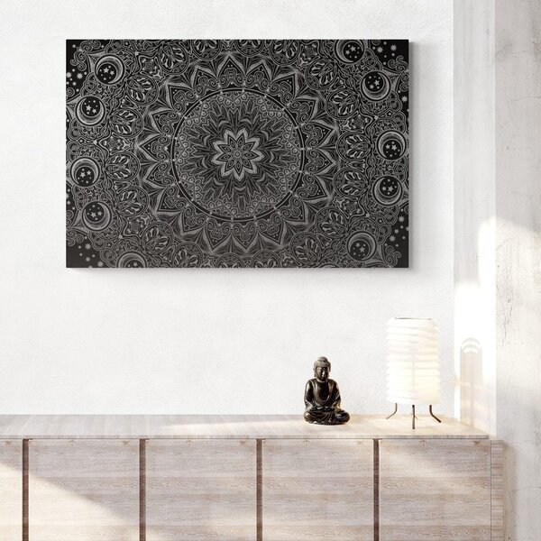 Tablou Mandala de aur orientală în design alb-negru