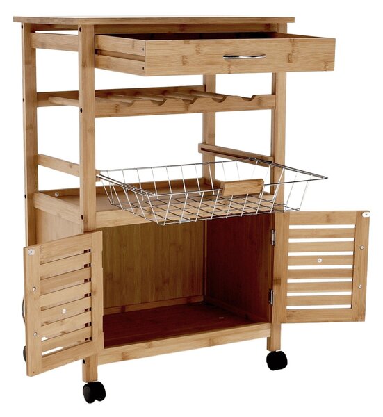 Carucior servire NAVID, stejar, bambus, 56x36x85 cm