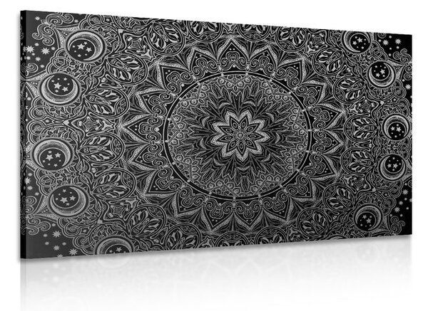 Tablou Mandala de aur orientală în design alb-negru