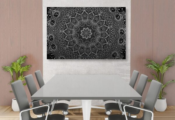 Tablou Mandala de aur orientală în design alb-negru