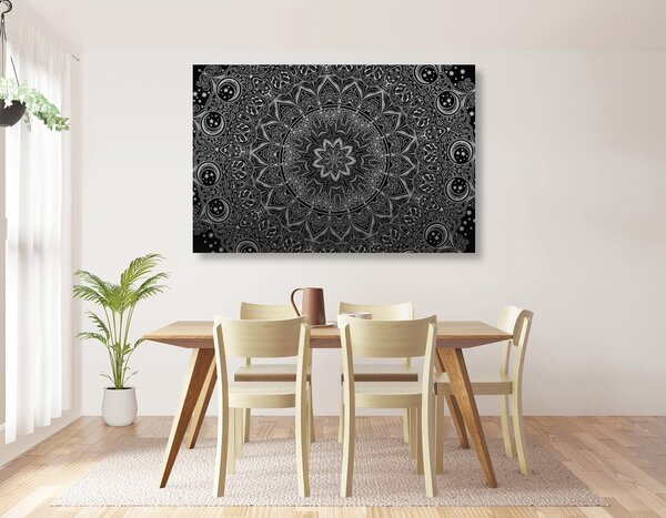 Tablou Mandala de aur orientală în design alb-negru