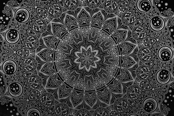 Tablou Mandala de aur orientală în design alb-negru