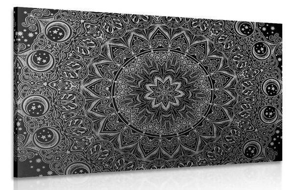 Tablou Mandala de aur orientală în design alb-negru