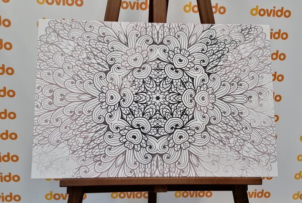 Tablou Mandala etnică de aur în design alb-negru