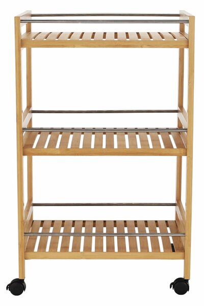 Carucior servire NASHY, stejar/negru, lemn de bambus/otel, 47x38x76 cm