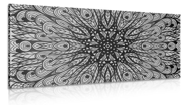 Tablou ornament etnic unic în design alb-negru