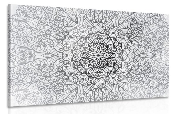 Tablou Mandala etnică de aur în design alb-negru