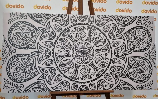 Tablou Mandala cu un model natural abstract în design alb-negru