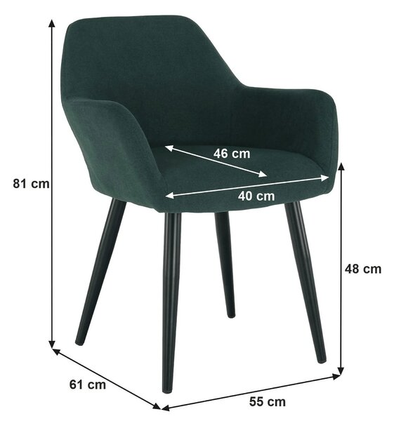 Scaun LACEY, verde/negru, stofa clasica/metal, 55x61x81 cm