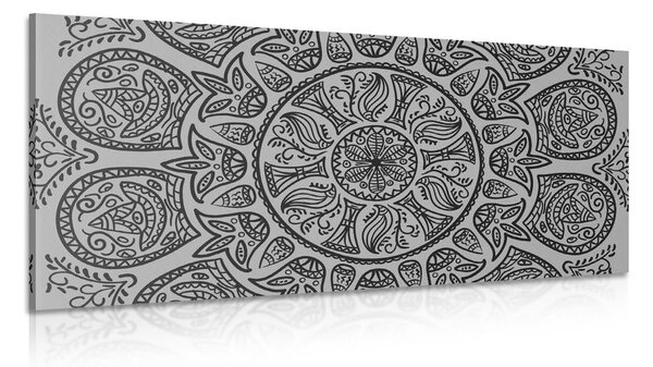 Tablou Mandala cu un model natural abstract în design alb-negru