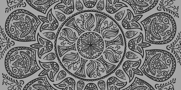 Tablou Mandala cu un model natural abstract în design alb-negru