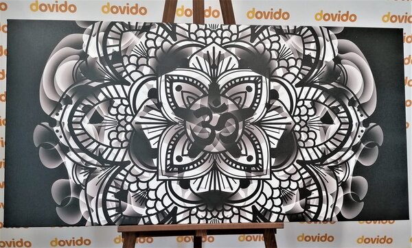 Tablou Mandala sănătății în design alb-negru
