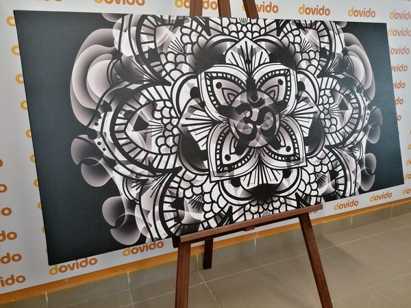 Tablou Mandala sănătății în design alb-negru