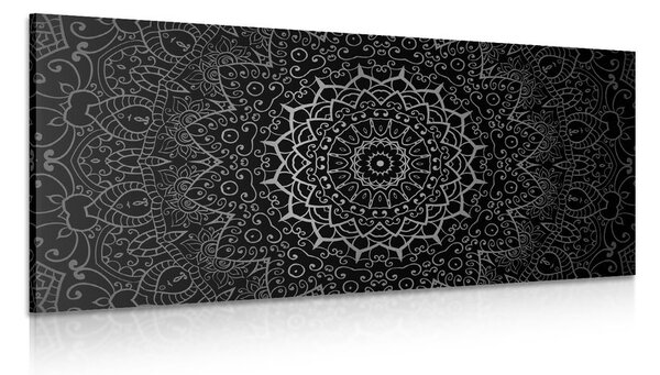 Tablou vintage Mandala în stil indian în design alb-negru