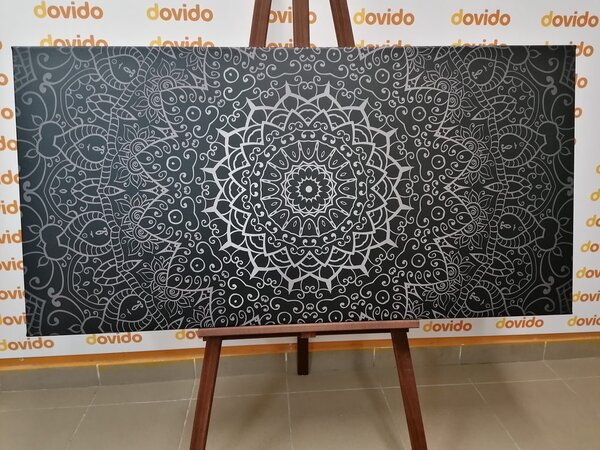 Tablou vintage Mandala în stil indian în design alb-negru