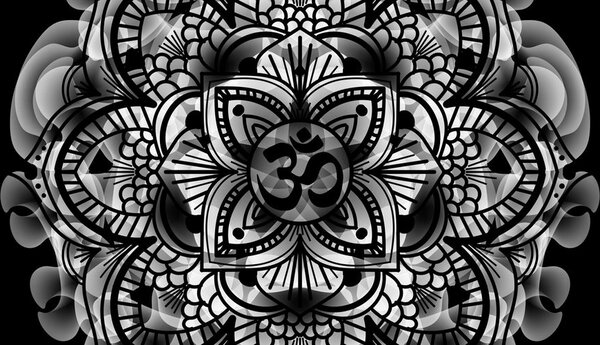 Tablou Mandala sănătății în design alb-negru