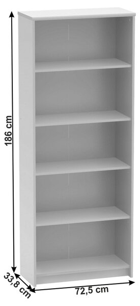 Biblioteca JOHAN 2 NEW 04, alb, DTD laminat, 73x34x186 cm
