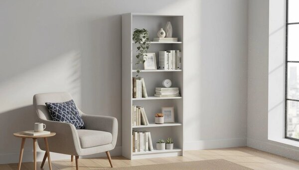 Biblioteca JOHAN 2 NEW 04, alb, DTD laminat, 73x34x186 cm